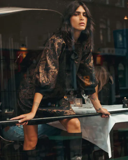 Hovedbilde Summum, a-line dress in jacquard, brun og sort