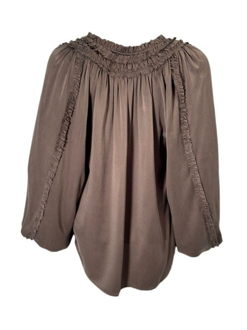 Hovedbilde Amuse Holly silkebluse, sort og mocca brun
