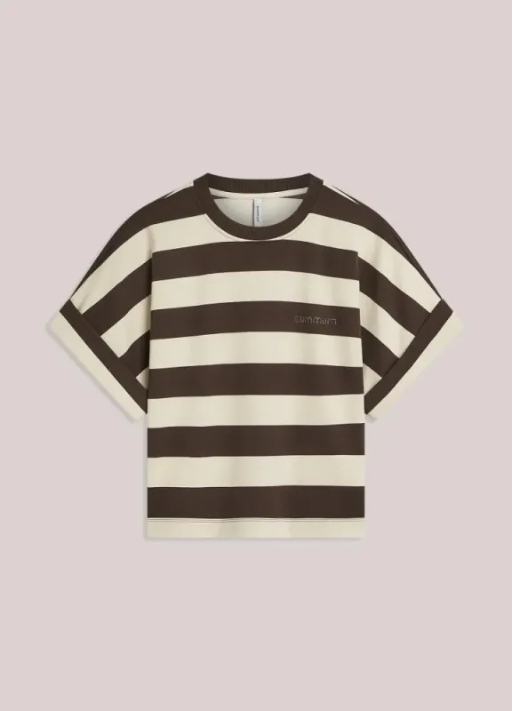 Summum Stripy jersey top, coffee