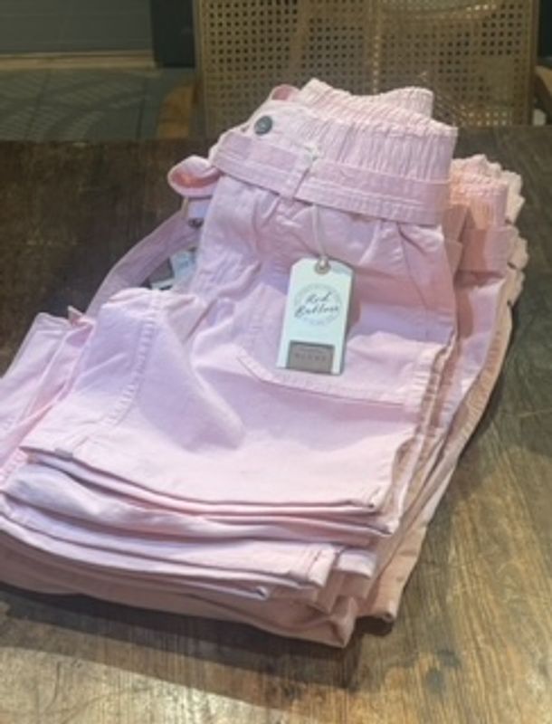 Red Button Polly short denim bleach shorts, sky blue og soft pink