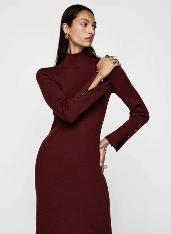 MOS Vela midi dress, burgunder