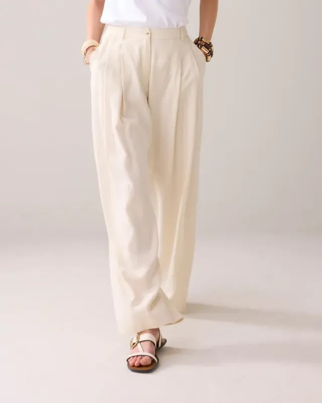 Summum thin thensel trousers, naturhvit