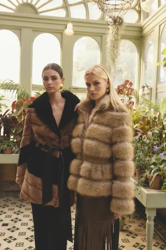 Elliatt Aisling faux fur and leather jacket, brun