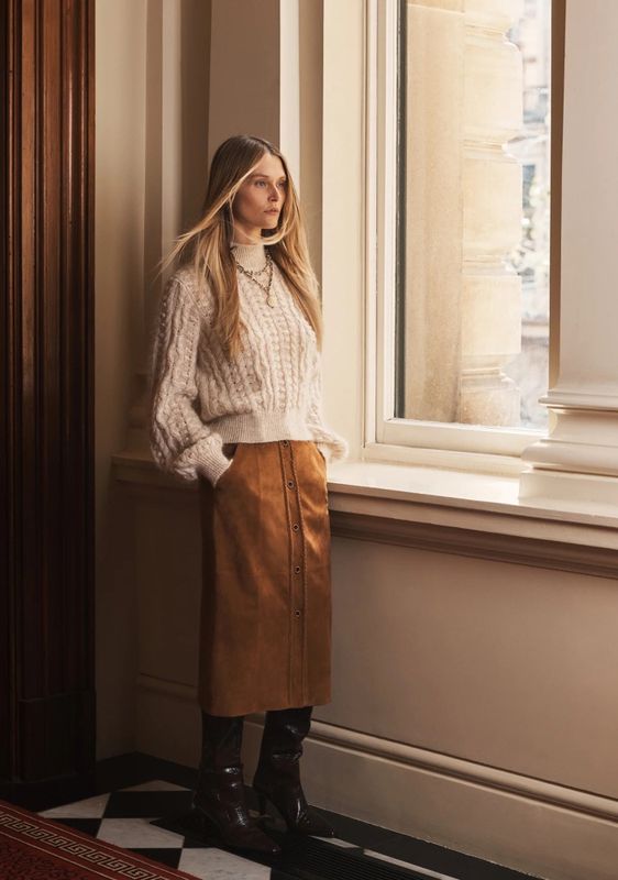 MOS Nola suede coat, karamell