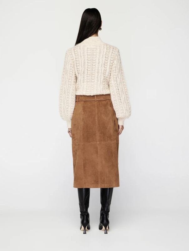 MOS Nola suede midi skirt, karamell