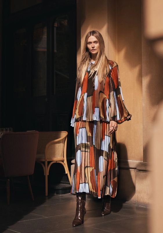 MOS - Koa pleated maxi skjørt, multicolor