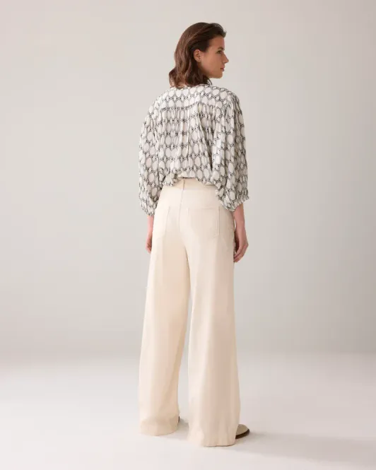 Hovedbilde Summum wide leg tencel trousers, naturhvit og ...