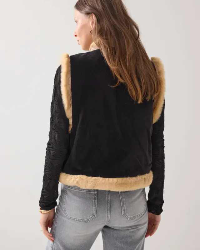 Summum embroidered vest velours, flerfarget